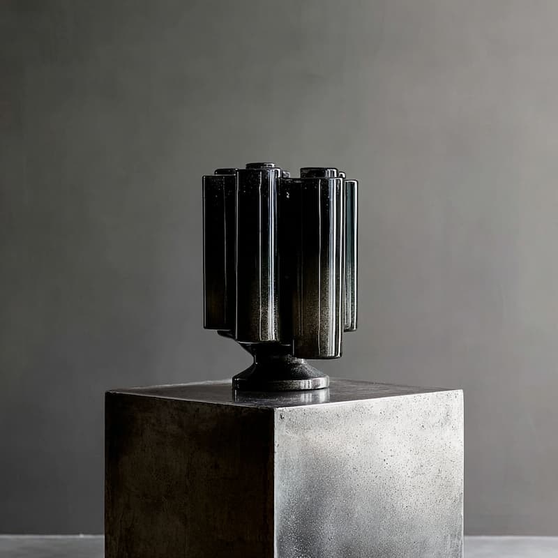 Brutalist Dark Glass Vase